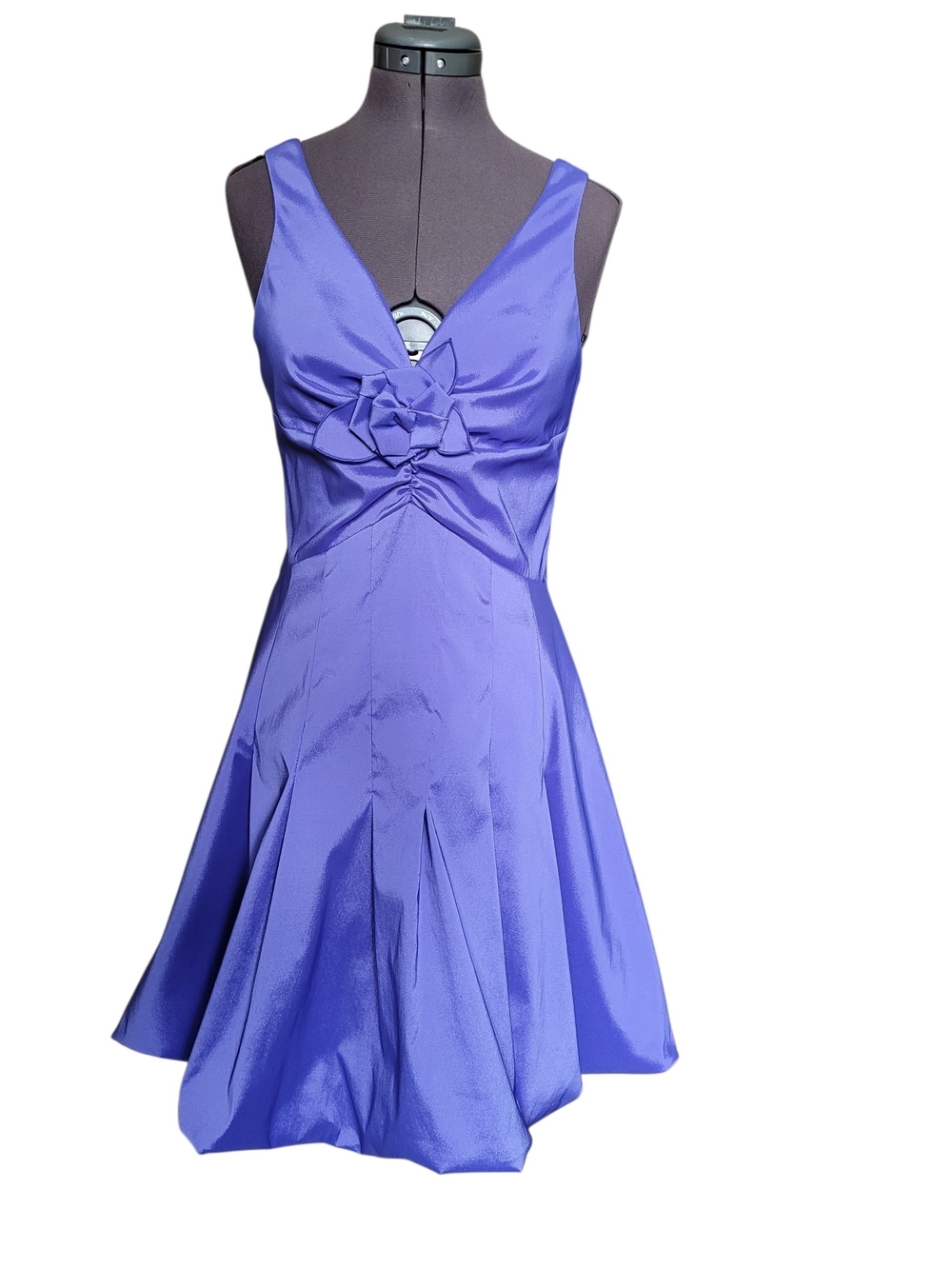 Joseph Ribkoff Y2K Bubble Violet Shimmer V-Neck Fit Flare Dress